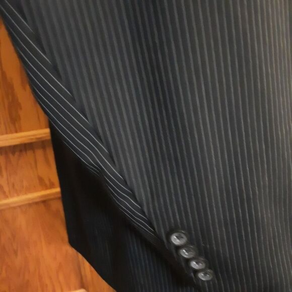 LAUREN RALPH LAUREN Blazer Pinstriped Soft Black Wool size 46L - Picture 5 of 13